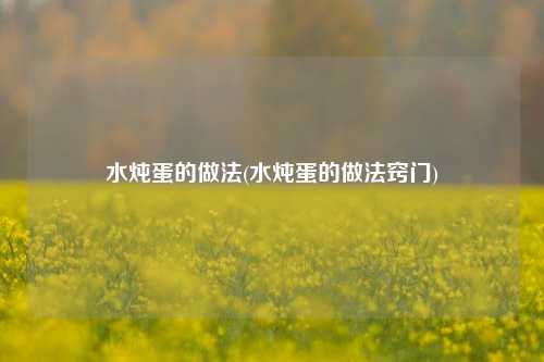 水炖蛋的做法(水炖蛋的做法窍门)